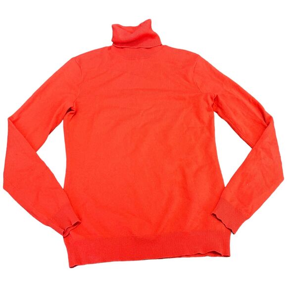 Ralph Lauren Cashmere Sweater Womens Small Orange Knit Long Sleeve Turtleneck - Picture 1 of 8